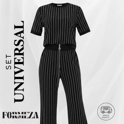 Set Universal: camiseta + pantalón con pedrería